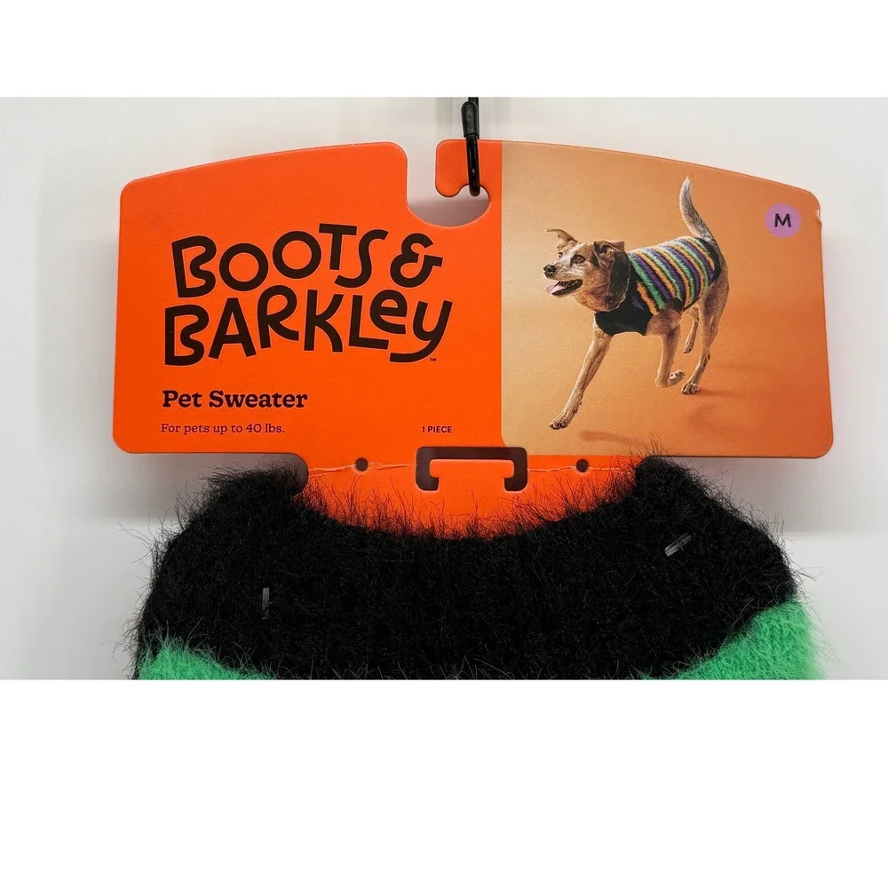 Boots & Barkley Pet Sweater Medium Striped Fuzzy Eyelash Knit Halloween